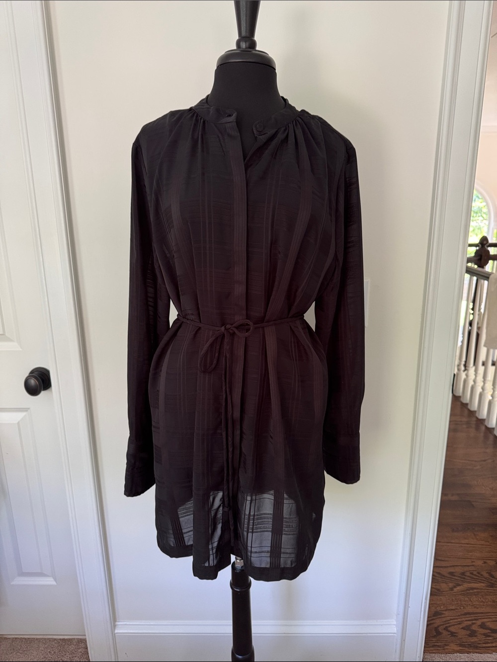 Chico's Black Midi Shirt Dress with Tie Waist